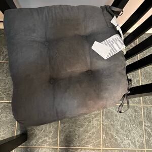 Brentwood Originals Gray Kitchen Chair Pad Cushions with Ties, Set of 2